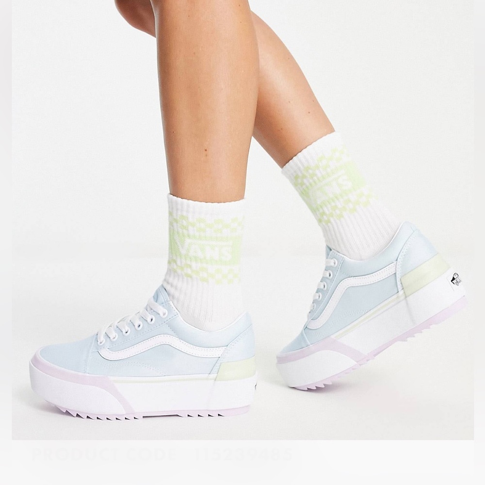 *SOLD* VANS Old Skool Stacked Sneakers in Pastel Color Block W’s 10, Men’s 8.5